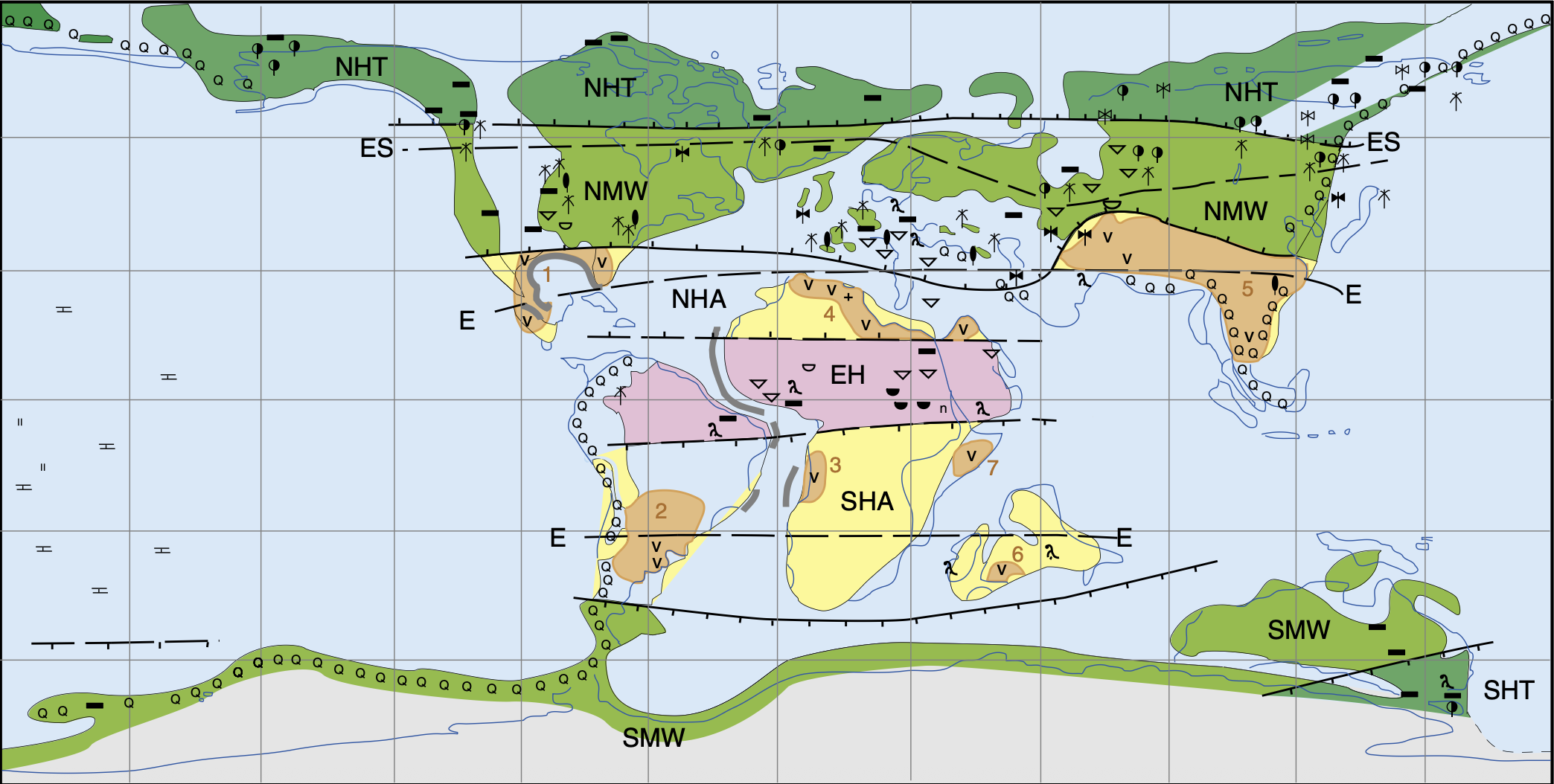 Mapa climático do Cenomaniano (~100,5-93,9 Ma)